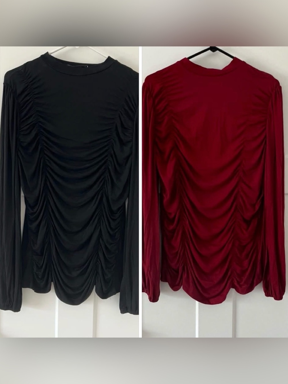 NWOT Grace Karin Ruched Front High Neck Blouse Bundle - Black & Red - Size XL